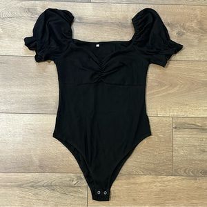 Black Ribbed Off the Shoulder Bodysuit